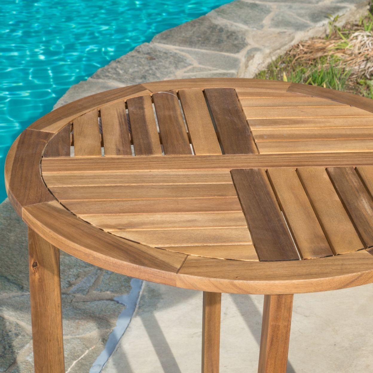 Navarro Outdoor Round Wood Side Table