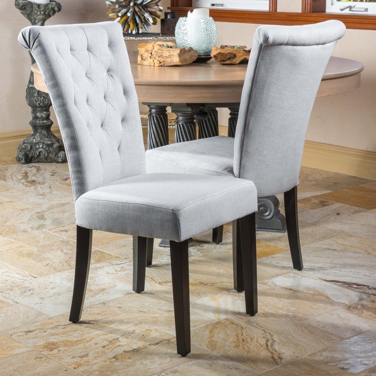Paulina Light Grey Fabric Dining Chairs (Set Of 2)