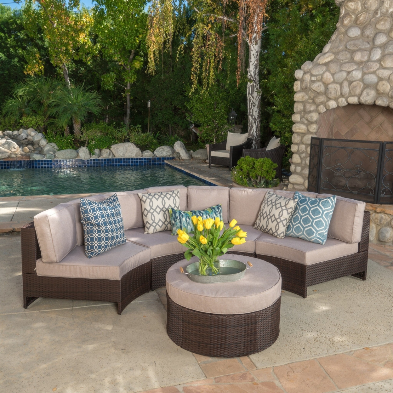 Riviera 5pc Outdoor Sectional Sofa Set - Beige