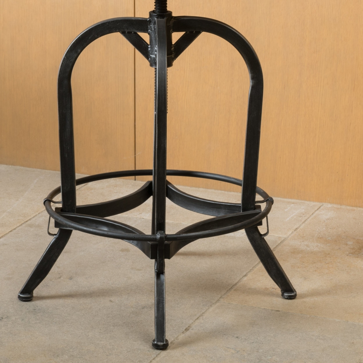 Samthorn Metal Industrial Adjustable Barstool With Backrest