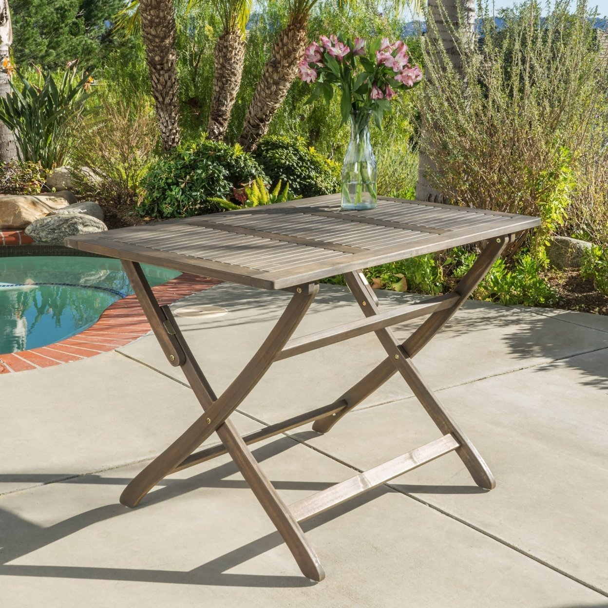 St. Nevis Outdoor Folding Table - Natural Wood