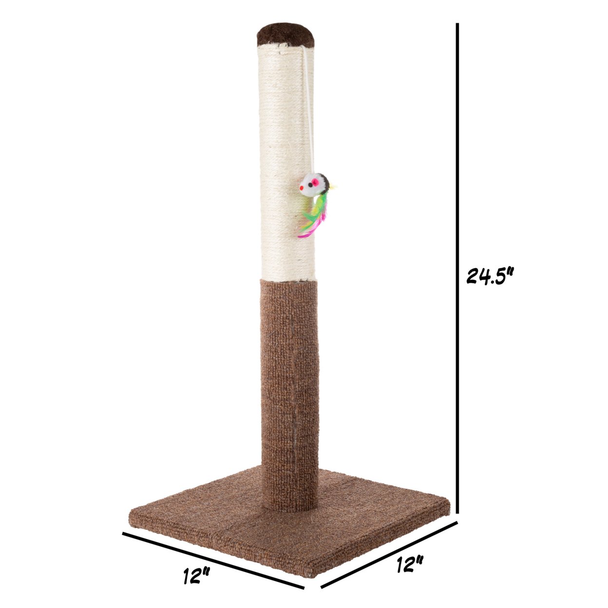 Cat Scratching Post - Tall Scratcher For Cats And Kittens With Sisal Rope And Carpet, Hanging Mouse Toy For Interactive Play
