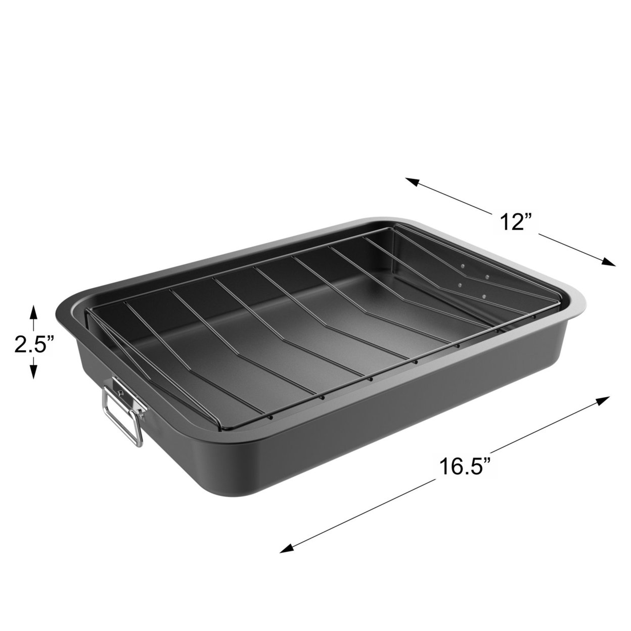 Roasting Pan With Angled Rack-Nonstick Oven Roaster And Removable Tray-Drain Fat And Grease For Healthier Cooking-Kitchen Cookware