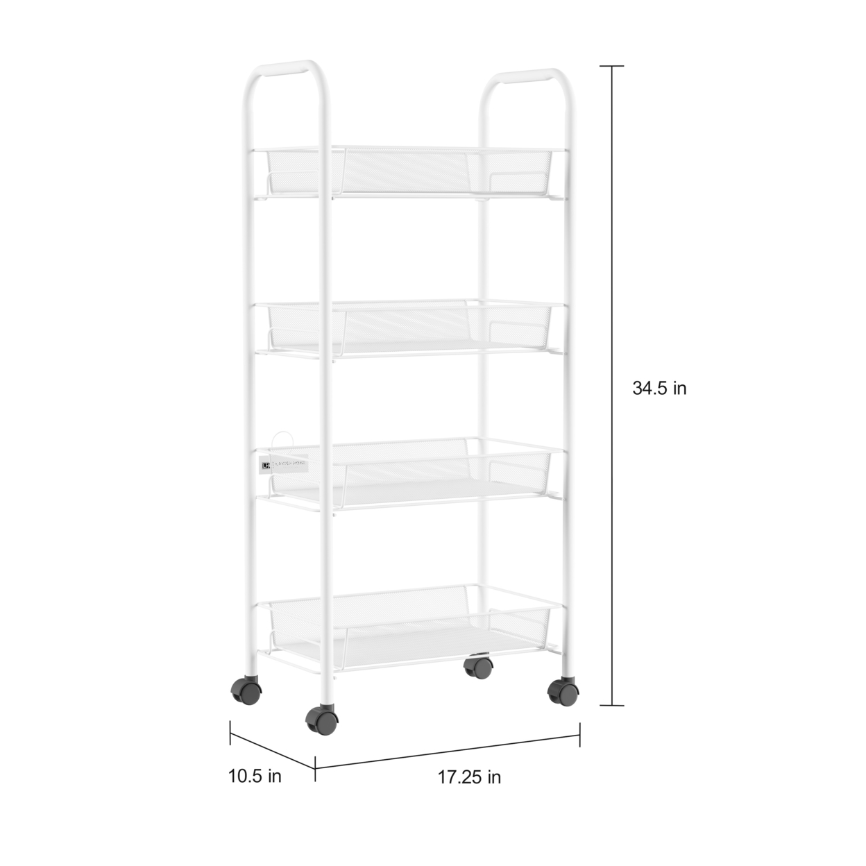 4-Tiered Narrow Rolling Storage Shelves - Mobile Space Saving Utility Organizer Cart For Kitchen, Bathroom, Laundry, Garage Or Office
