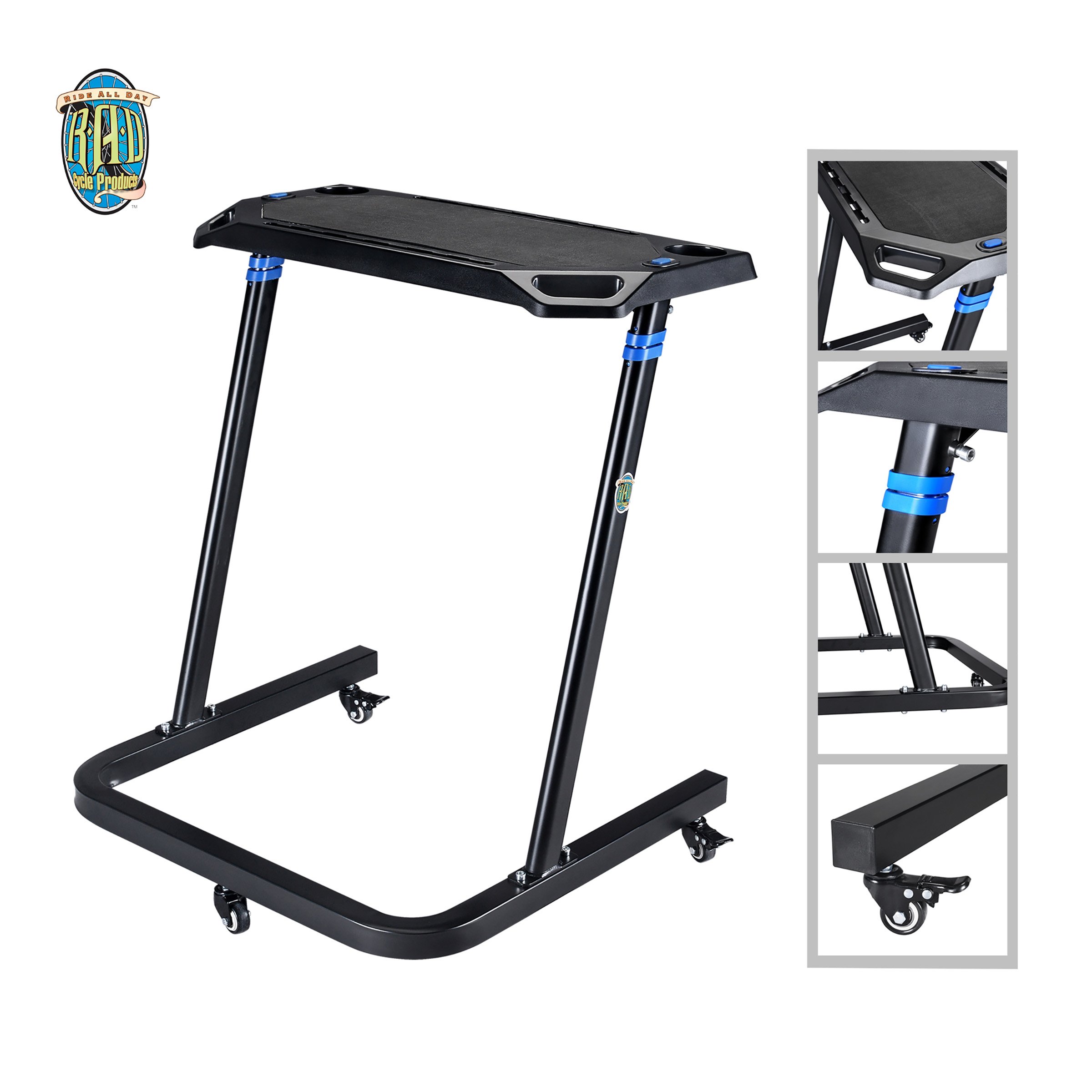 Portable Fitness Desk- Adjustable Height Workstation For Bikes Or Standing-Work And Cycle Indoors On Laptop Or Tablet