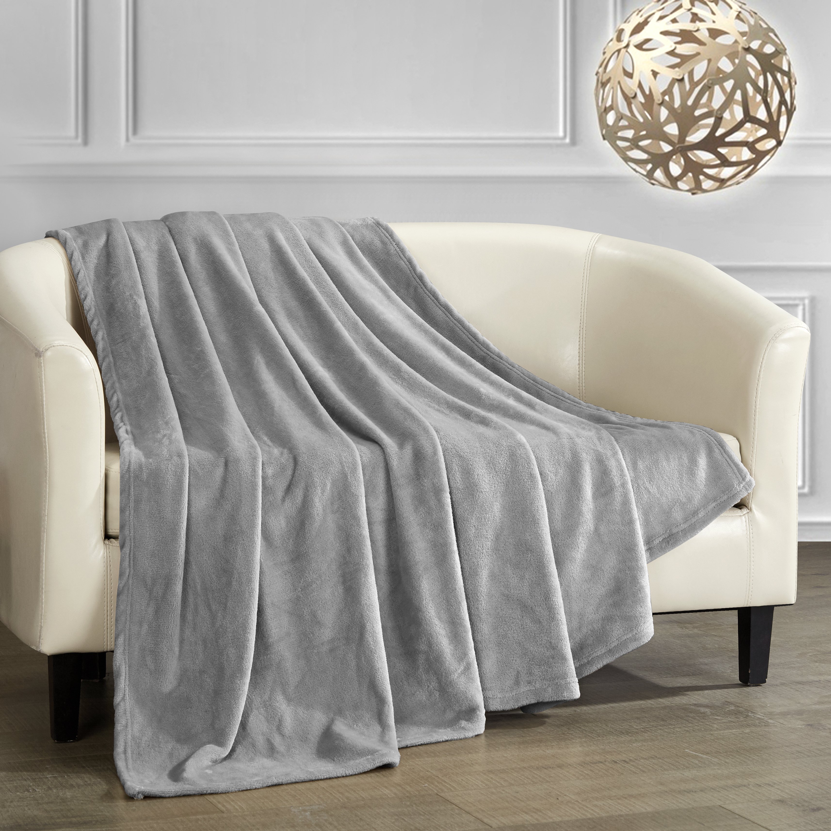 Kaeden Throw Blanket Cozy Super Soft Ultra Plush Micro Mink Fleece Decorative Design - Grey