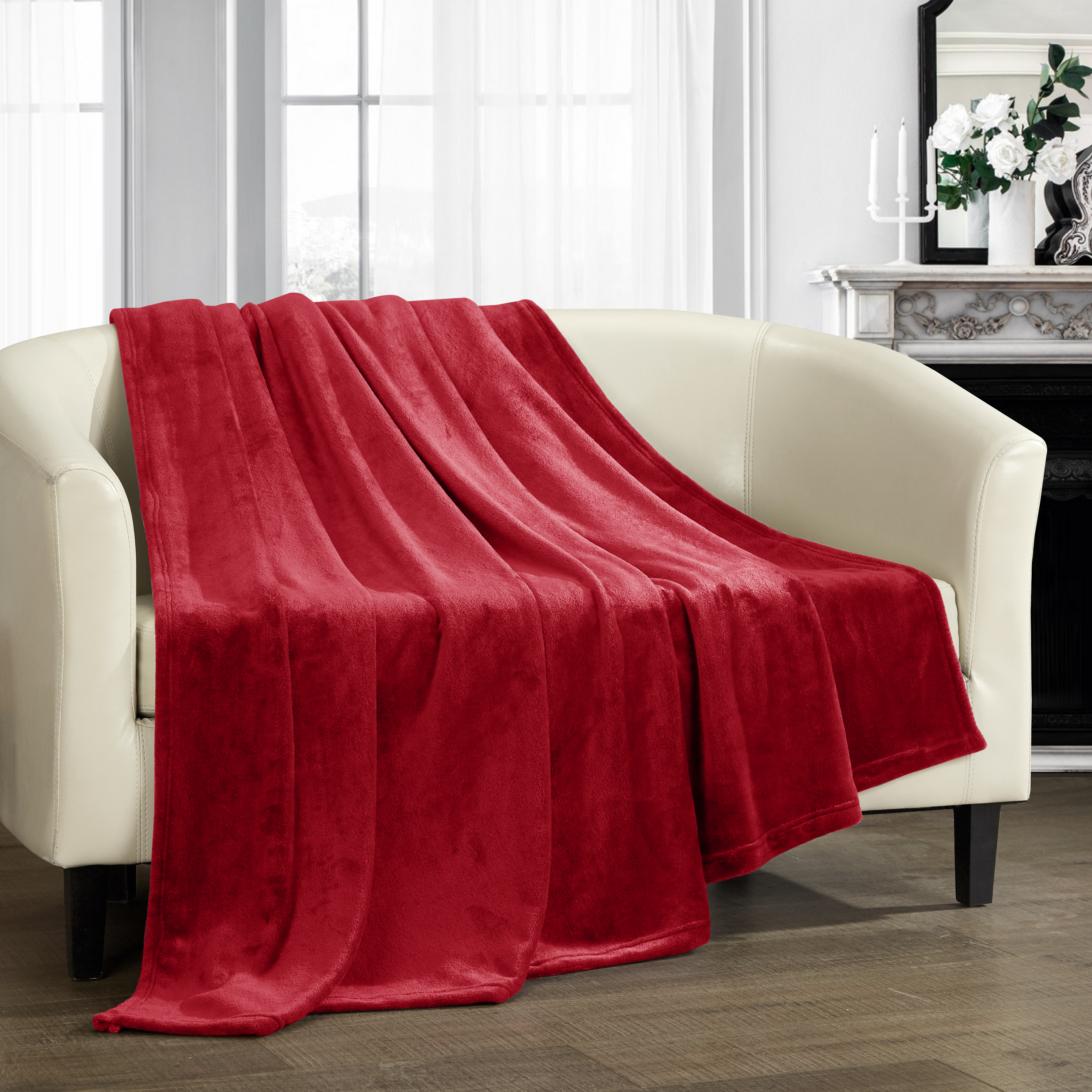 Kaeden Throw Blanket Cozy Super Soft Ultra Plush Micro Mink Fleece Decorative Design - Red