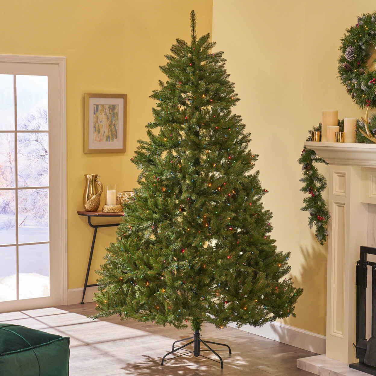 7-foot Fraser Fir Pre-Lit Or Unlit Hinged Artifical Christmas Tree - Multicolor Light, Default