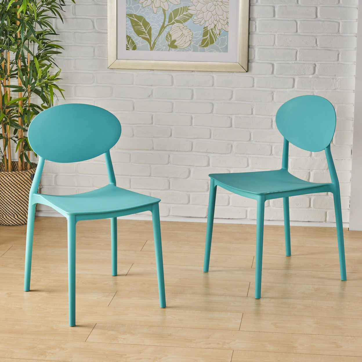 Ali Indoor Plastic Chair (Set Of 2) - Teal
