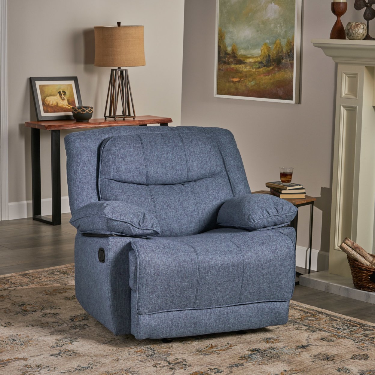 Annabelle Contemporary Fabric Glider Recliner - Charcoal