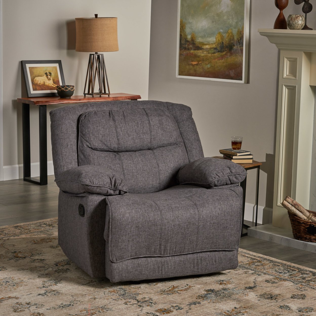 Annabelle Contemporary Fabric Glider Recliner - Charcoal - grey