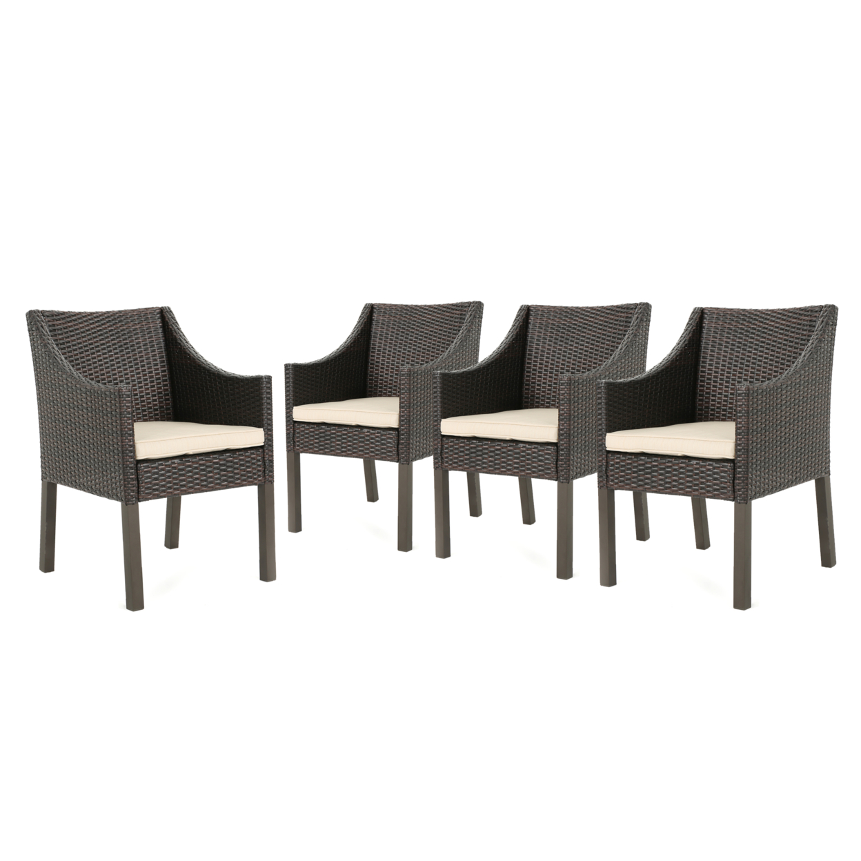 Athena Outdoor Wicker Dining Chairs With Water Resistant Cushions (Set Of 4) - Gray/Silver