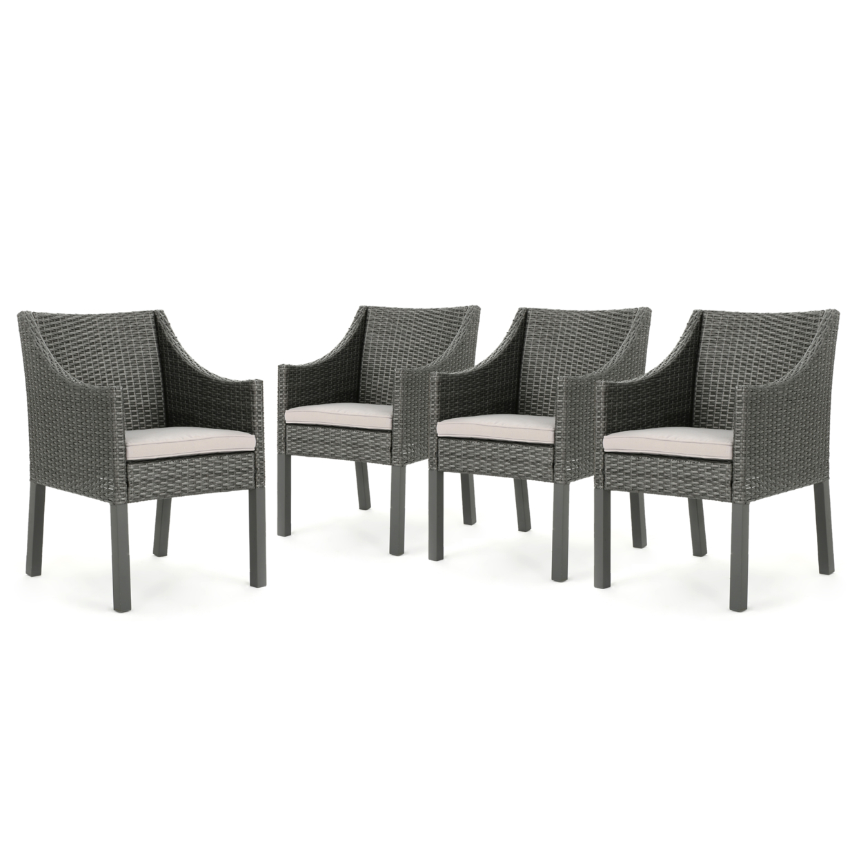 Athena Outdoor Wicker Dining Chairs With Water Resistant Cushions (Set Of 4) - Gray/Silver