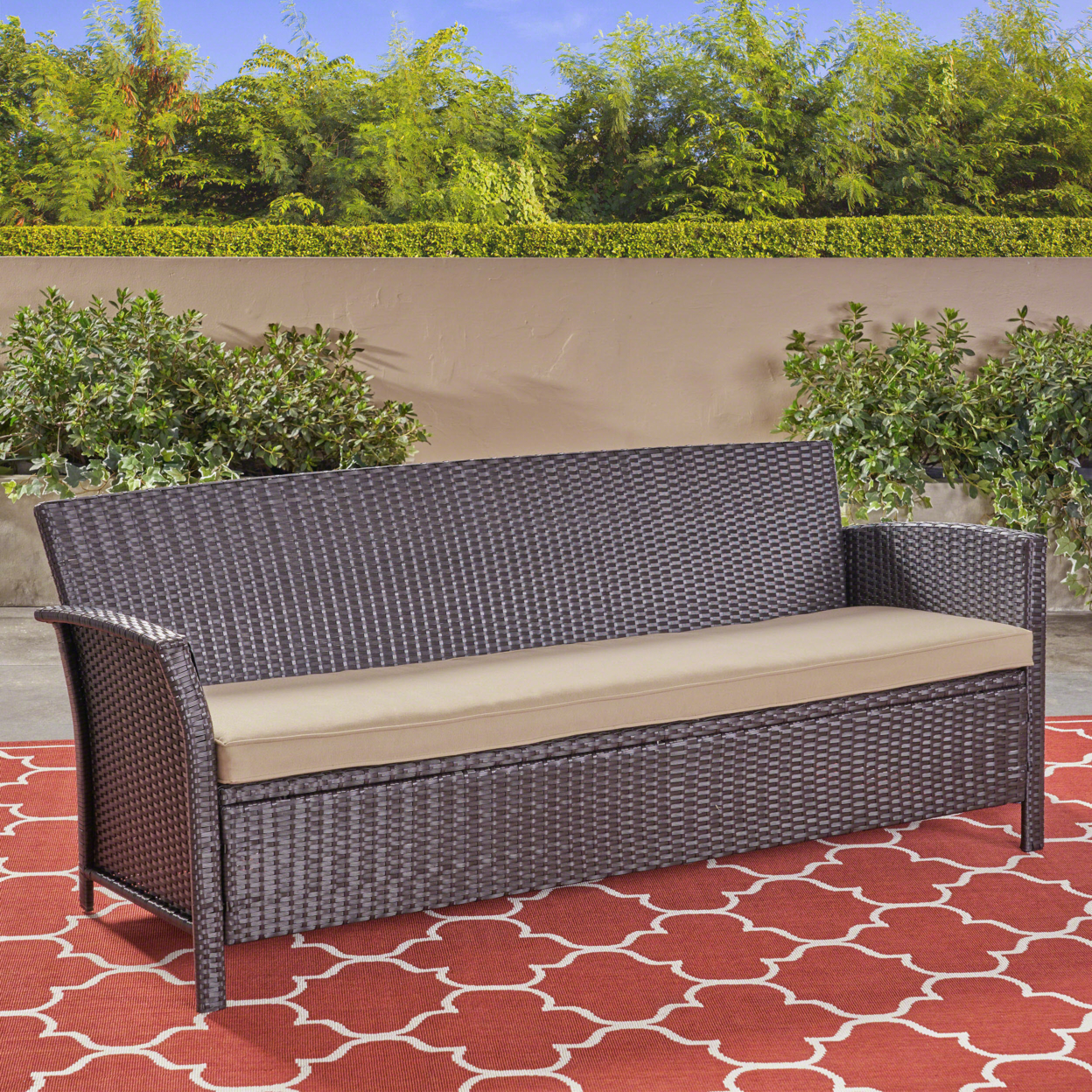 Auguste Outdoor Wicker 3 Seater Sofa - Brown