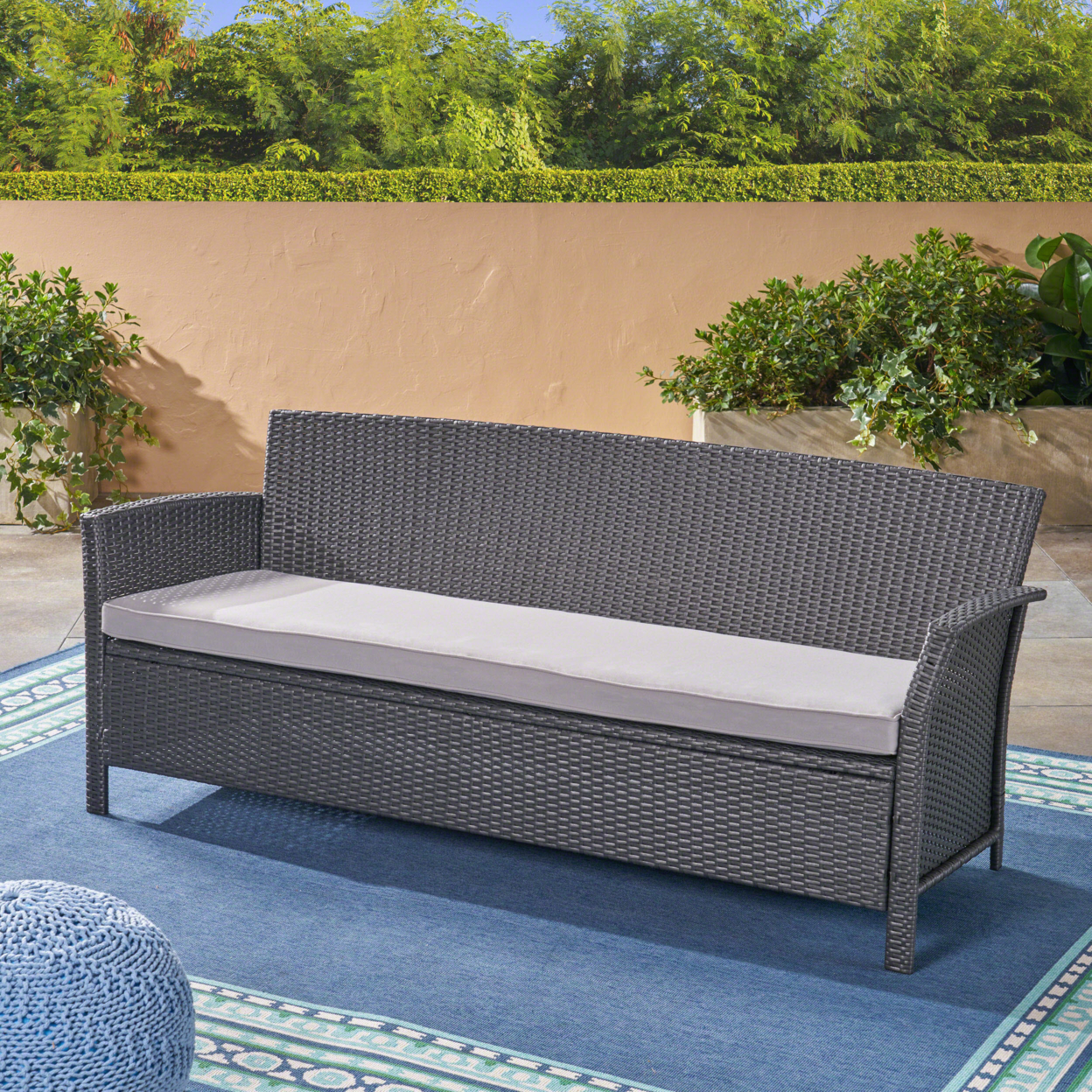 Auguste Outdoor Wicker 3 Seater Sofa - Gray