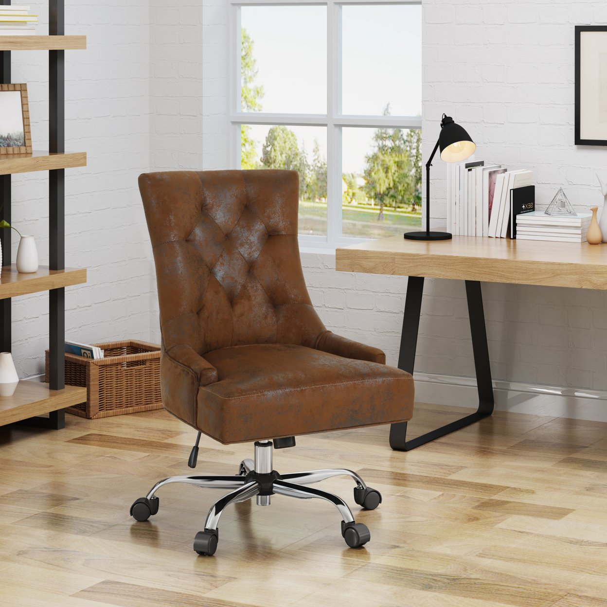 Bagnold Home Office Microfiber Desk Chair - Brown