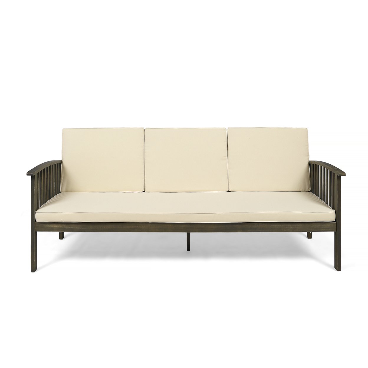 Breenda Outdoor Acacia Wood Sofa With Cushions - Gray