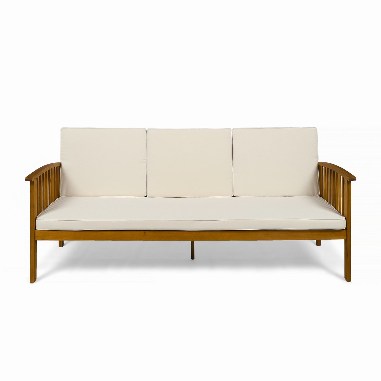 Breenda Outdoor Acacia Wood Sofa With Cushions - Gray
