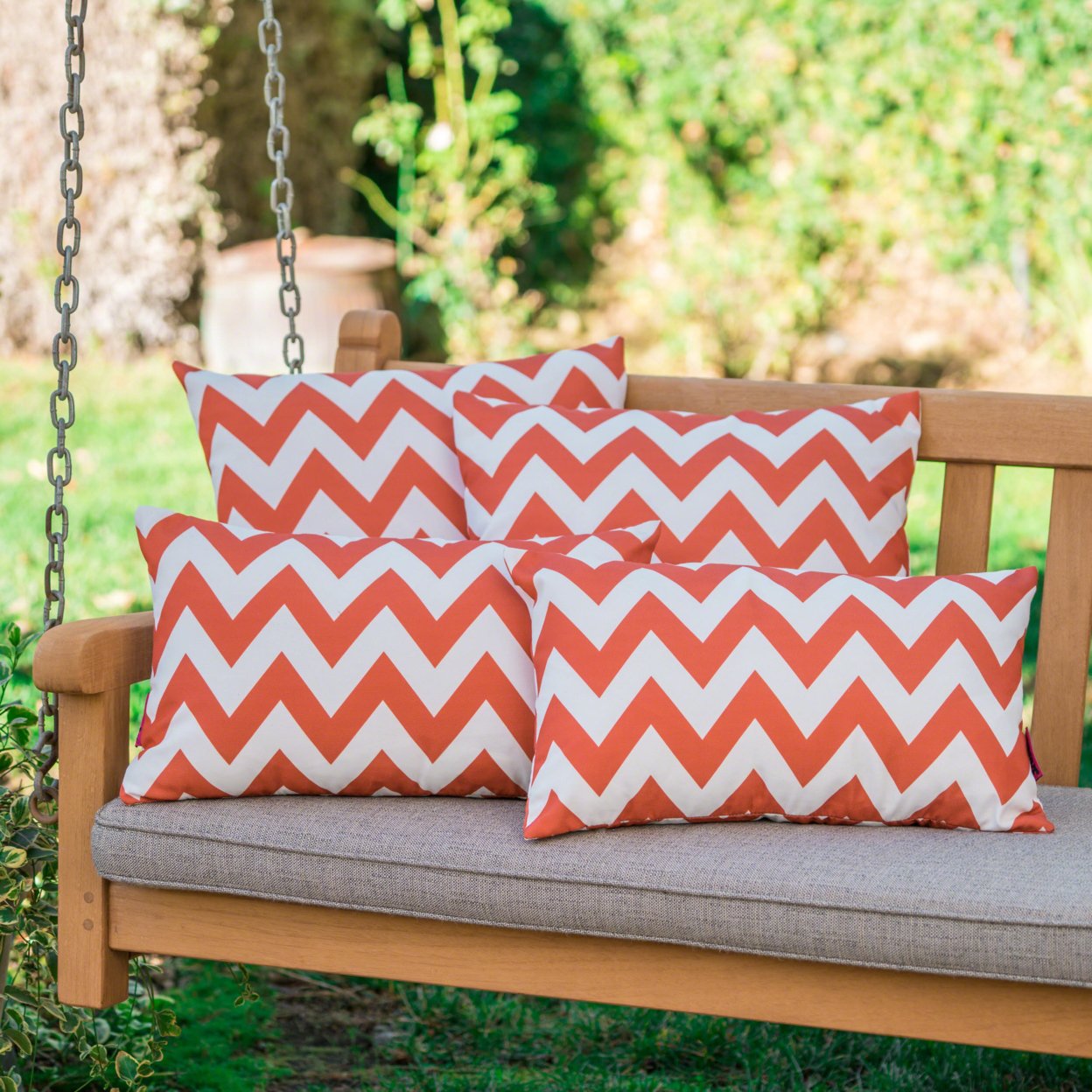 Embry Outdoor Water Resistant Square And Rectangular Pillows - Set Of 4 - Orange/White