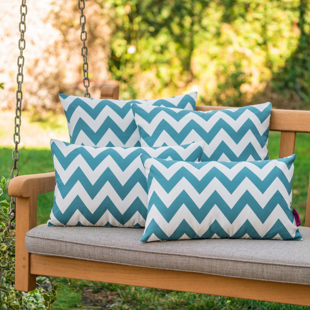 Embry Outdoor Water Resistant Square And Rectangular Pillows - Set Of 4 - Dark Teal/White