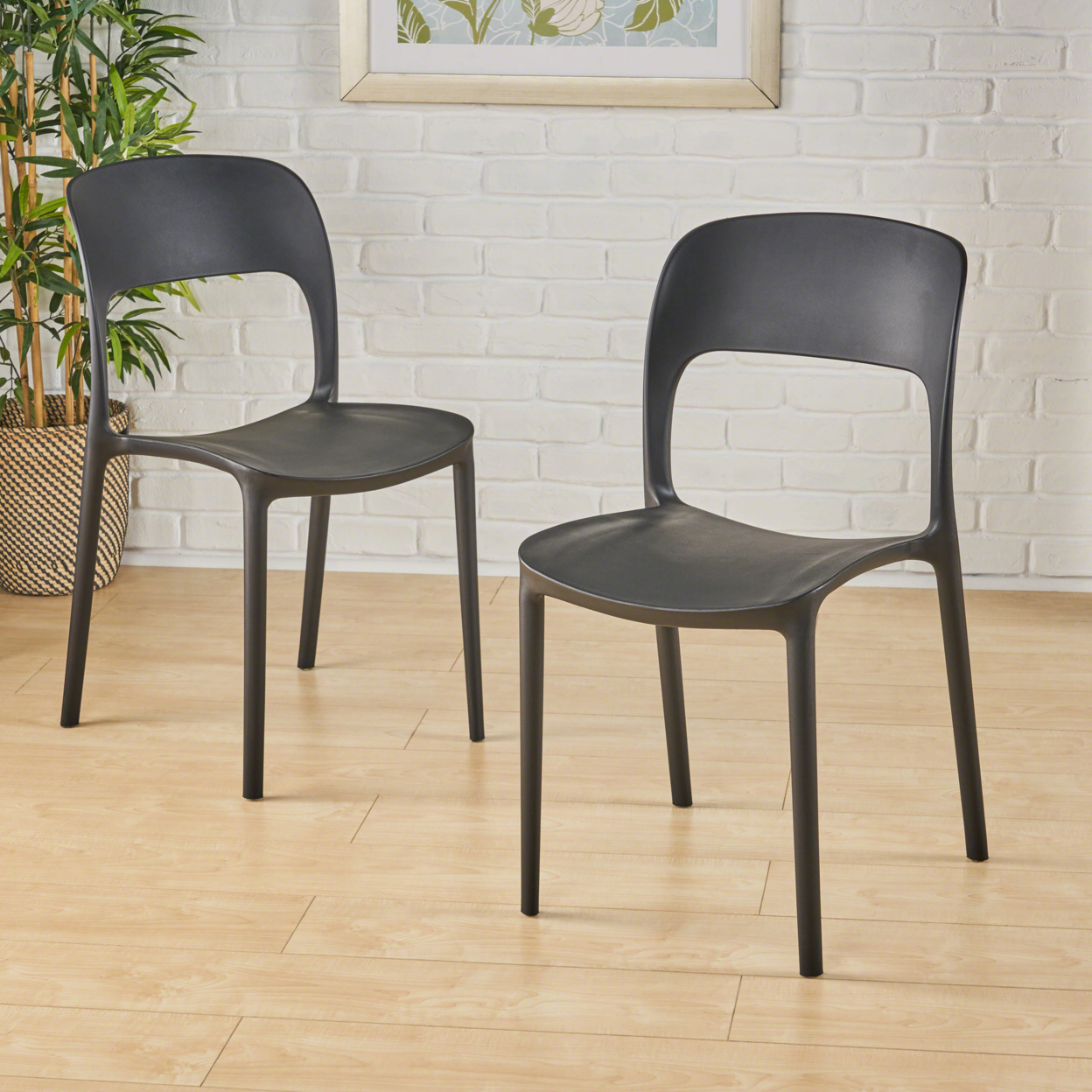 Funnel Indoor Plastic Chair (Set Of 2) - Black