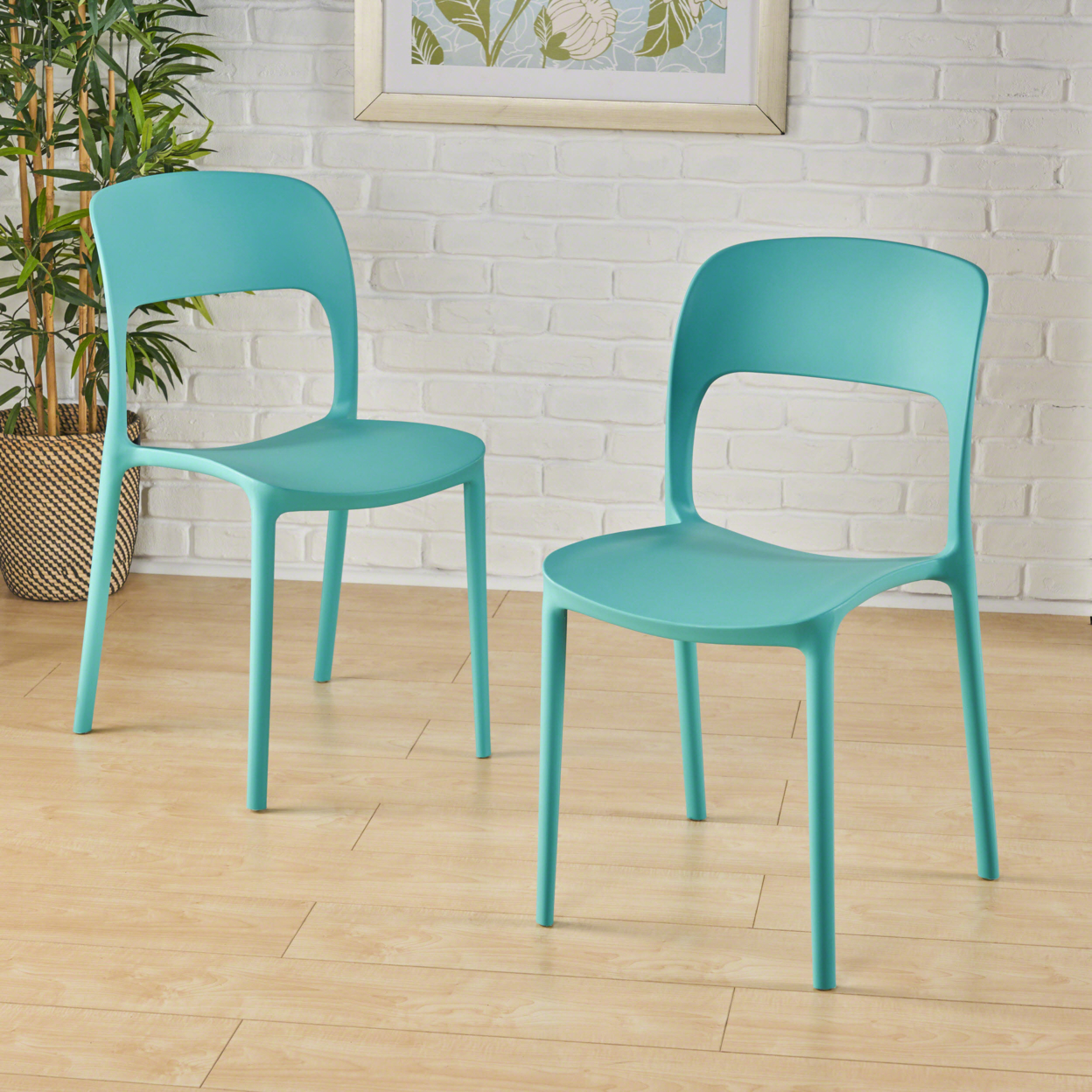 Funnel Indoor Plastic Chair (Set Of 2) - Teal