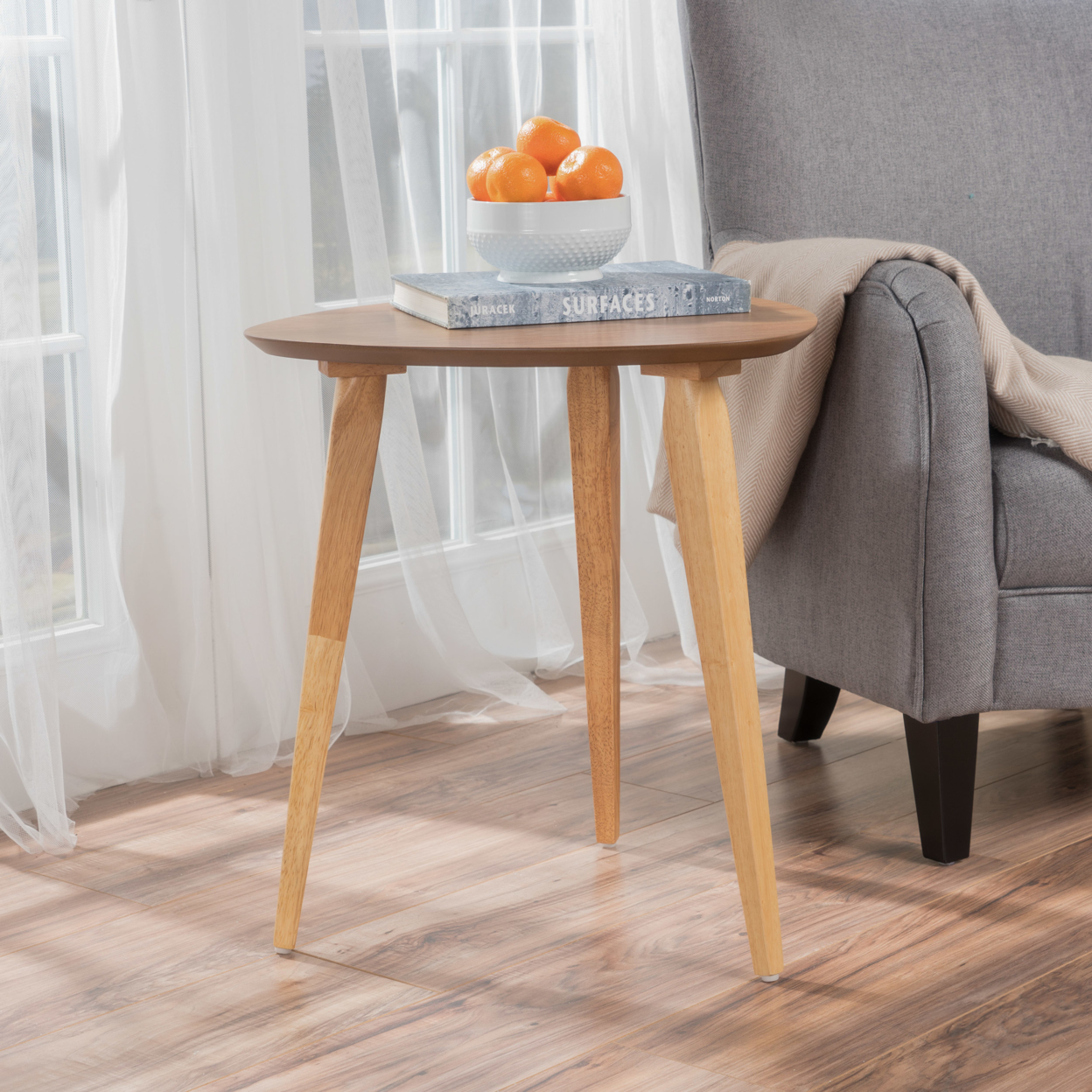 Finnian Modernistic Designed Wood Finish End Table - Natural