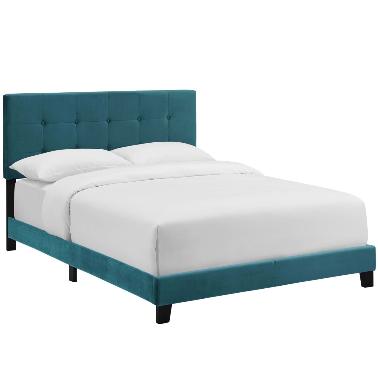 Amira Queen Upholstered Velvet Bed (5867-SEA)