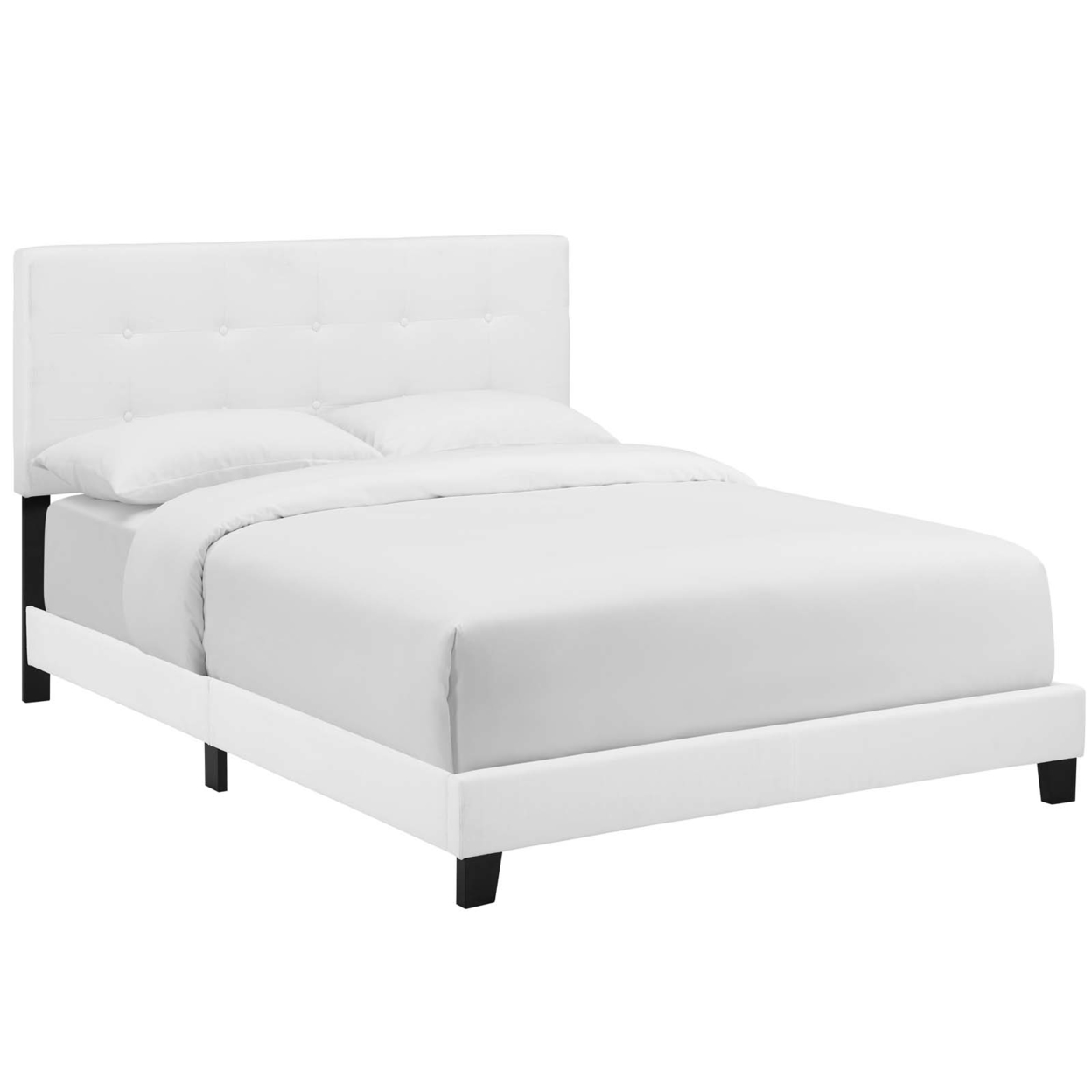 Amira Queen Upholstered Fabric Bed (6001-WHI)