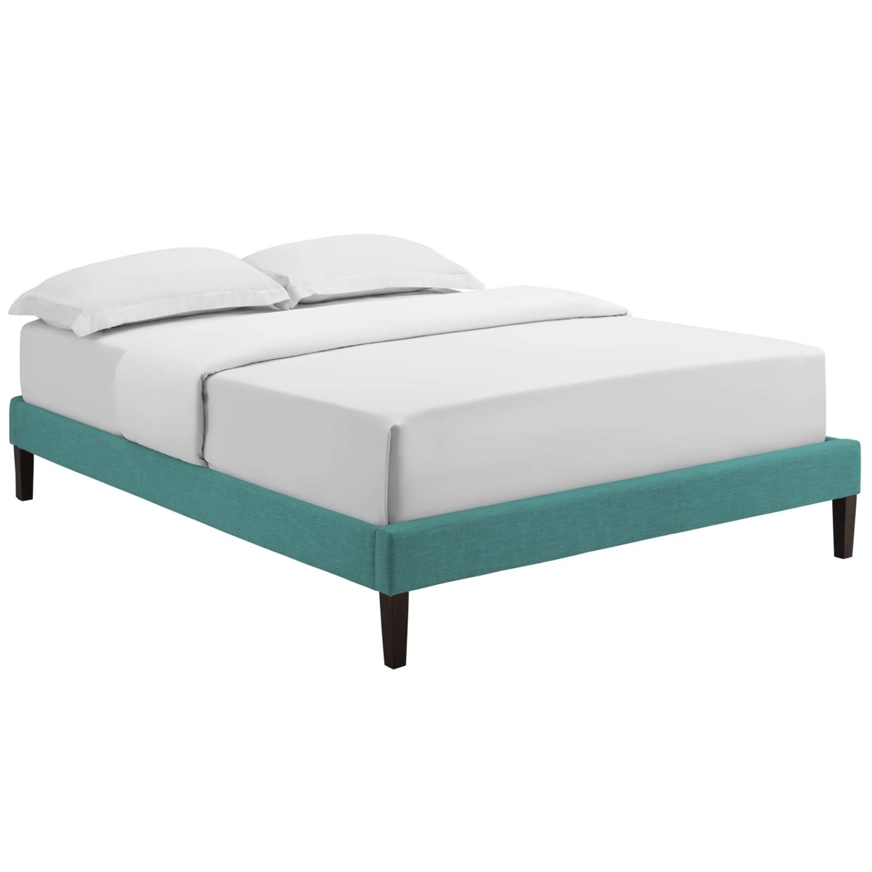 Tessie King Fabric Bed Frame With Squared Tapered Legs (5901-TEA)