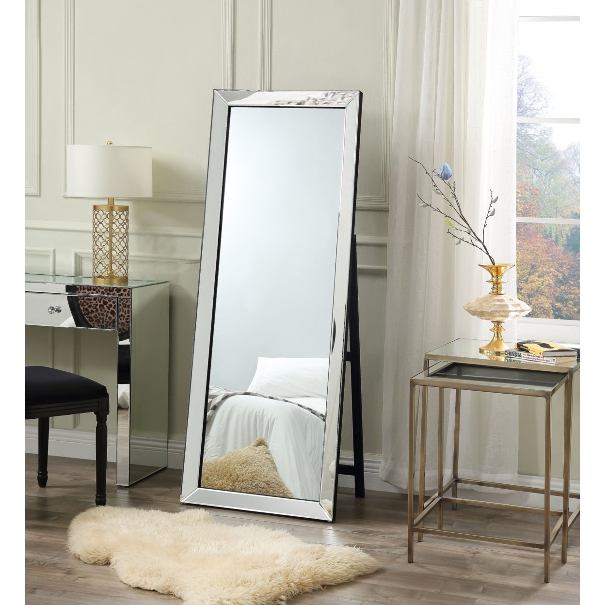 Kiara Full Length Mirror - Floor Standing Vanity Mirrored Frame Foldable Inspired Home