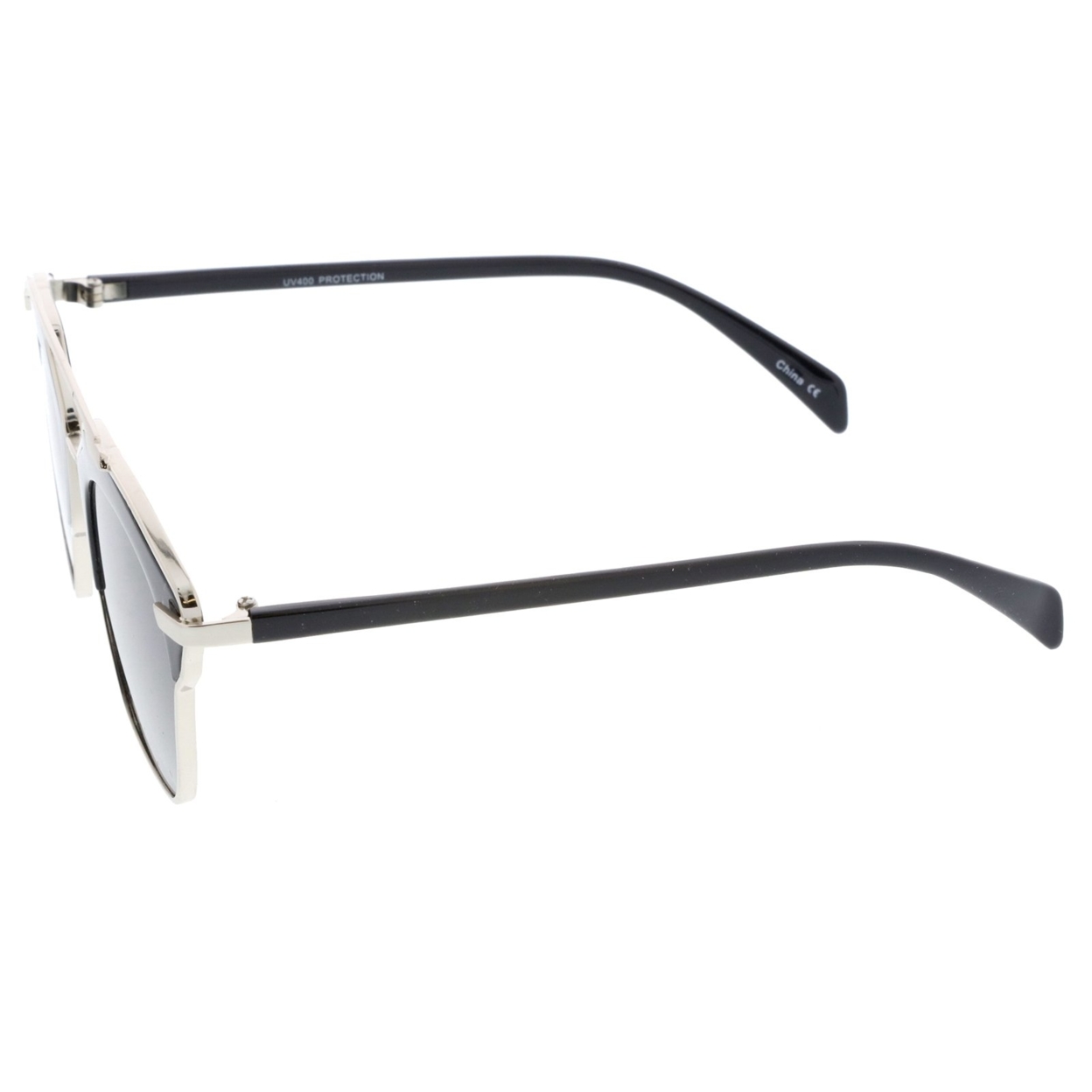 High Fashion Two-Toned Pantos Crossbar Neutral-Colored Lens Aviator Sunglasses 52mm - Black-Gold / Smoke