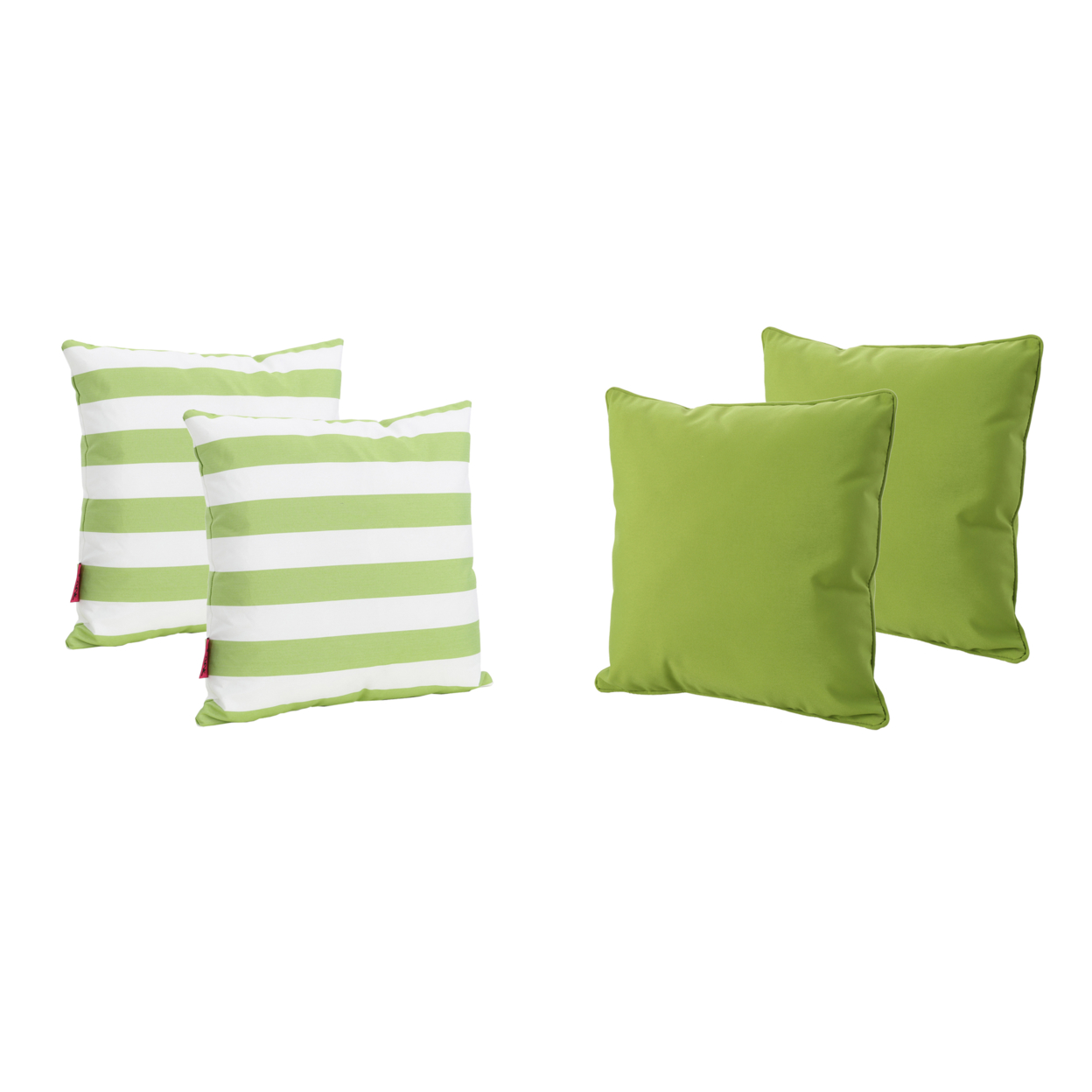 La Jolla Outdoor Striped Water Resistant Square Throw Pillows - Set Of 4 - Green/White - Jailhouse