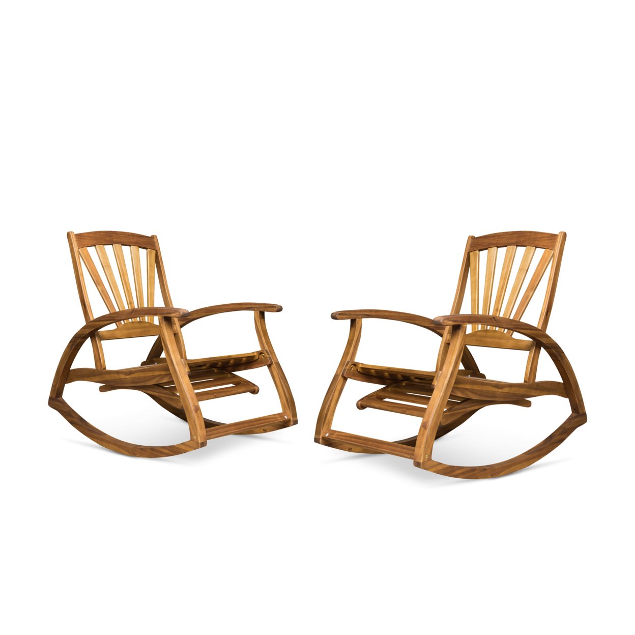 Lee Outdoor Rustic Acacia Wood Recliner Rocking Chairs (Set Of 2) - Gray