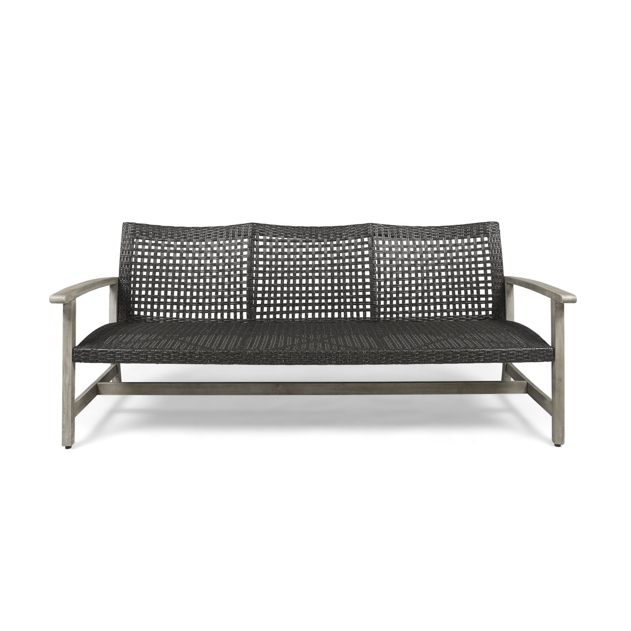 Marcia Outdoor Wood And Wicker Sofa - Gray / Natural
