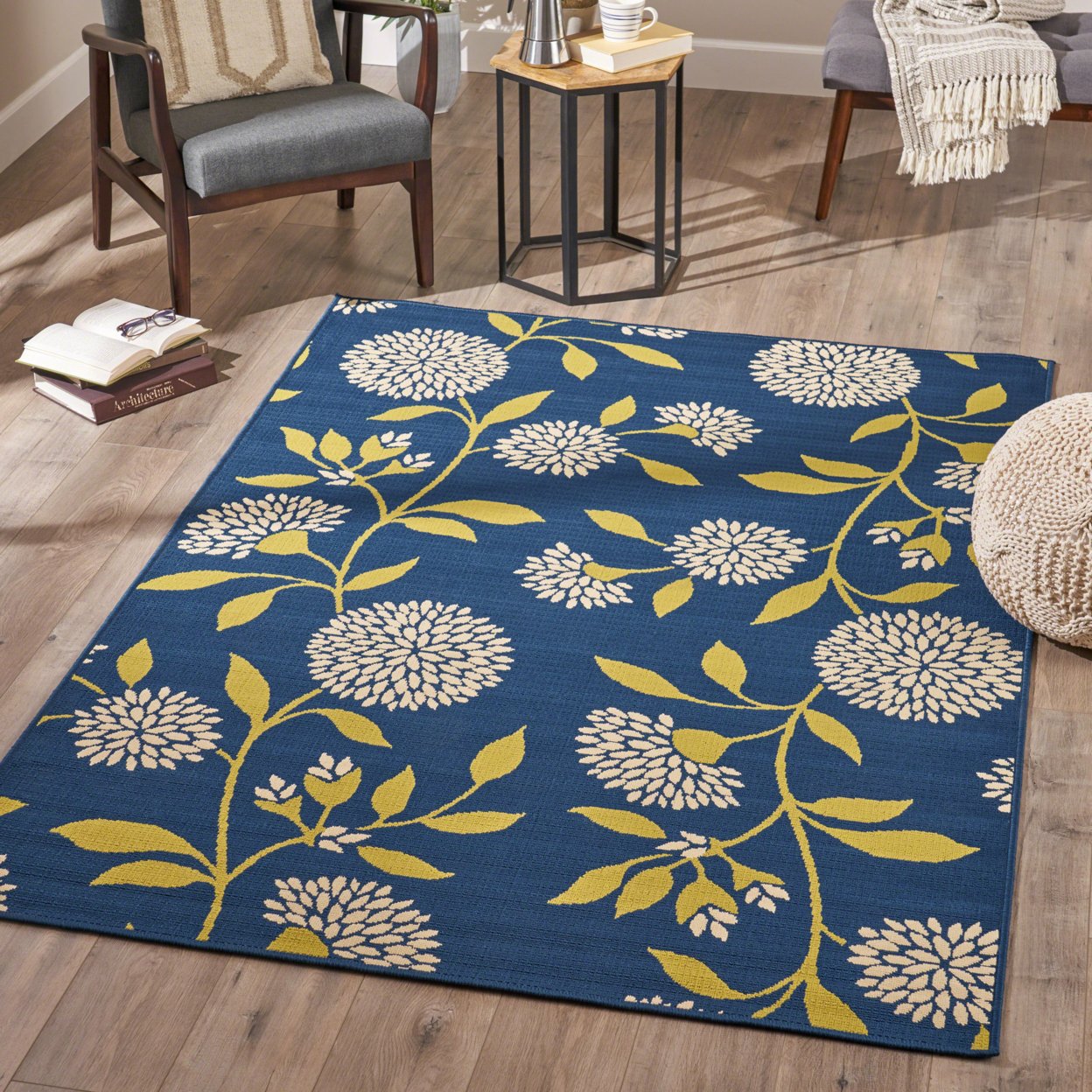 Max Indoor Floral Area Rug, Blue And Green - Blue + Green, 5' X 8'