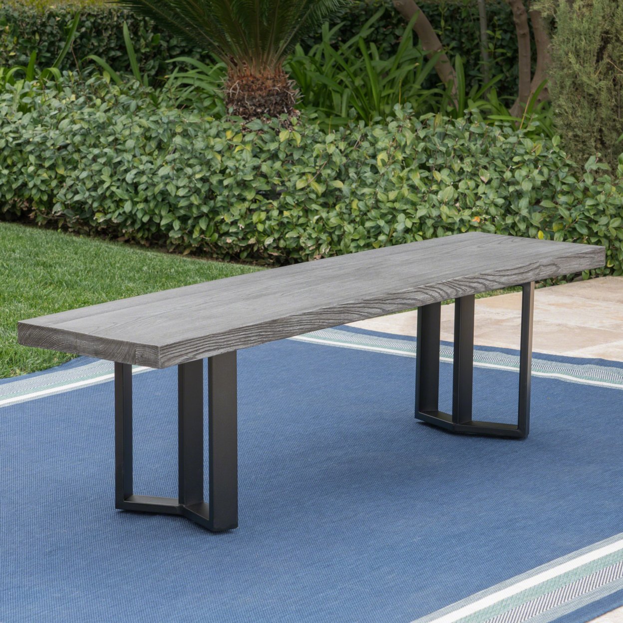 Santa Rosa Outdoor Finish Light Weight Concrete Dining Bench - Textured Brown