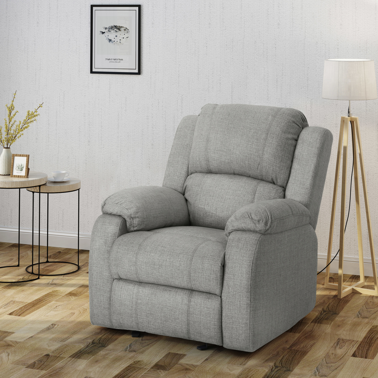 Scarlett Classic Fabric Gliding Recliner Chair - Gray