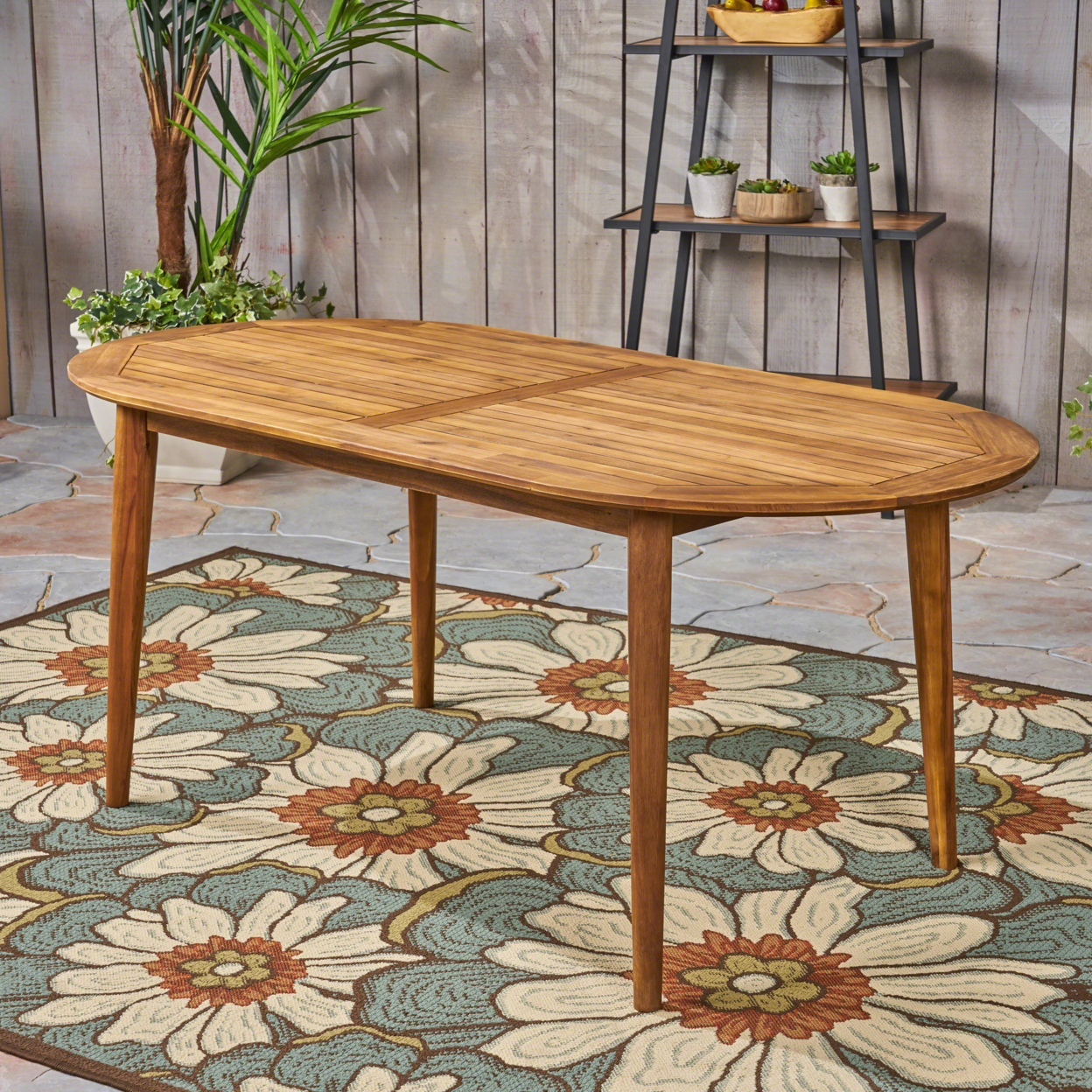 Stanford Outdoor Wood Oval Dining Table - Teak