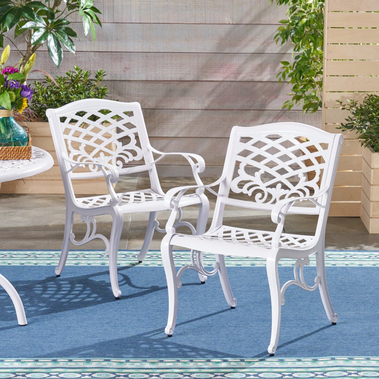 Tsa Outdoor Cast Aluminum Arm Chair (Set Of 2) - White