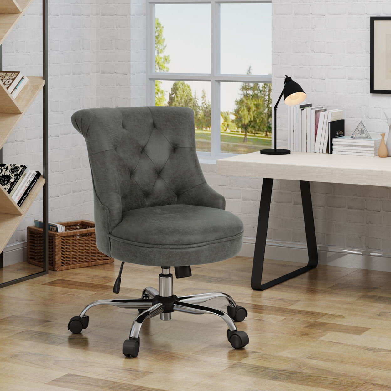 Tyesha Home Office Microfiber Desk Chair - Slate