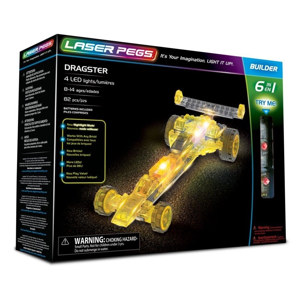 Dragster 6-in-1 Building Set Laser Pegs LED Lights Imagination Racing Kit