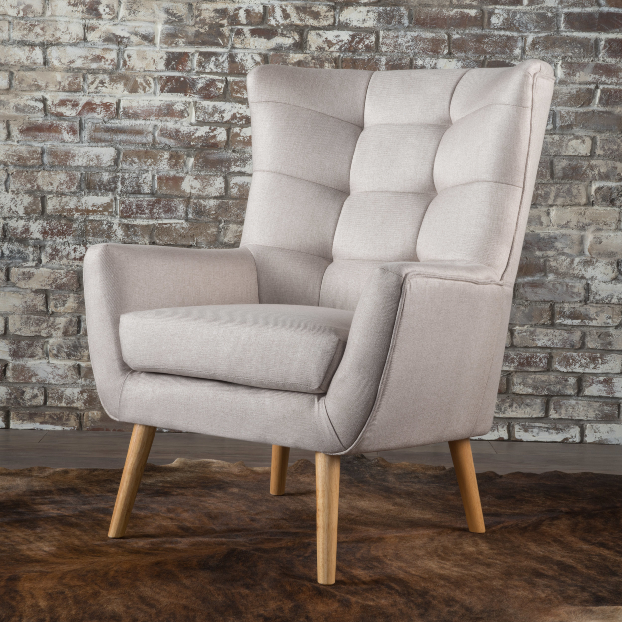 Temescal Mid Century Modern Dark Teal Fabric Club Chair - Wheat
