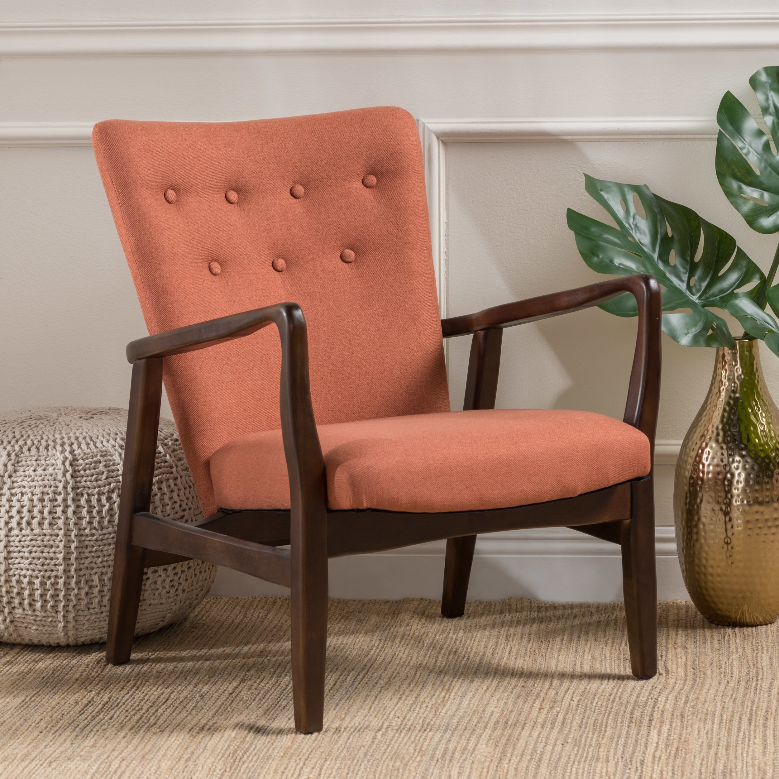 Suffolk French-Style Fabric Arm Chair - Orange, Single