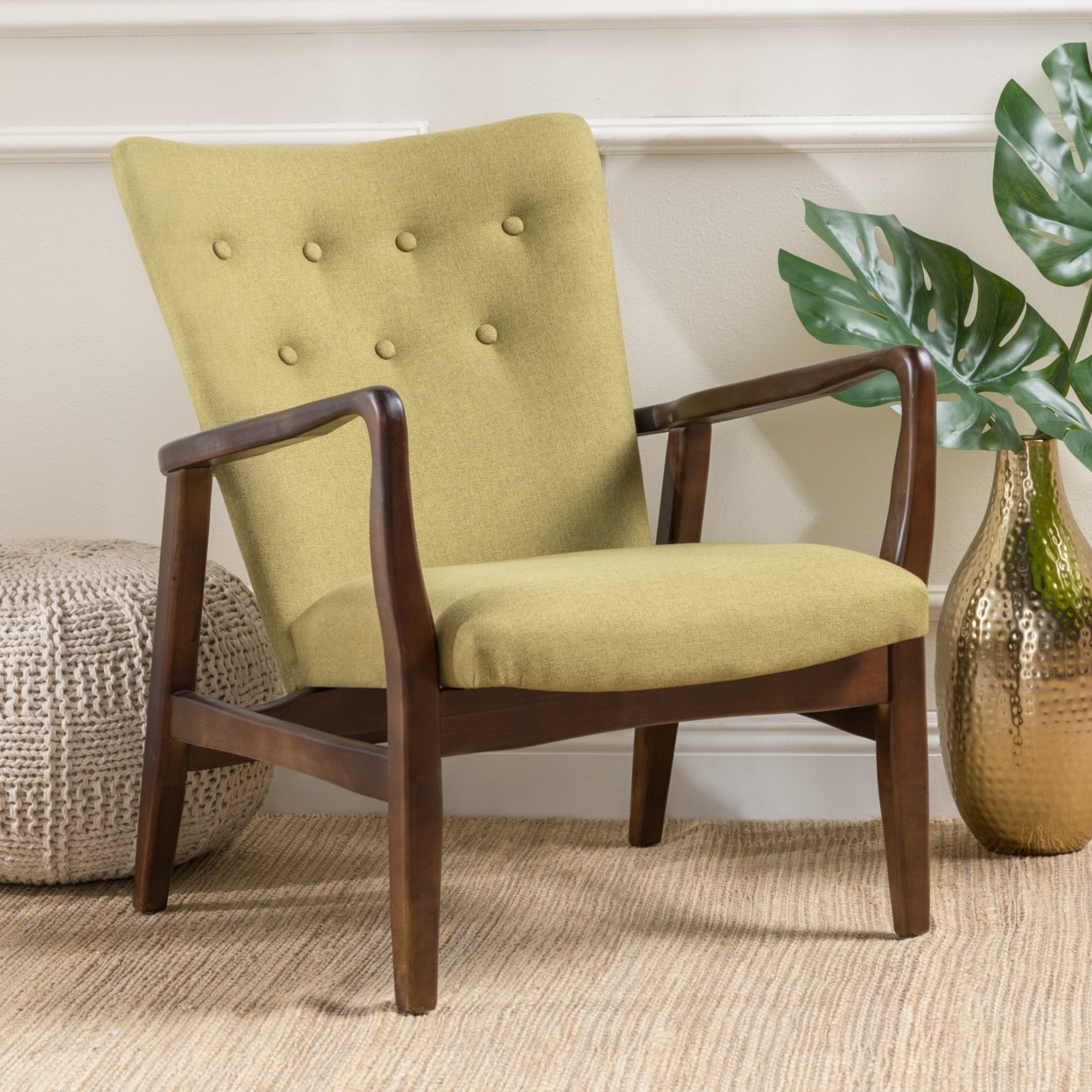 Suffolk French-Style Fabric Arm Chair - Wasabi, Single