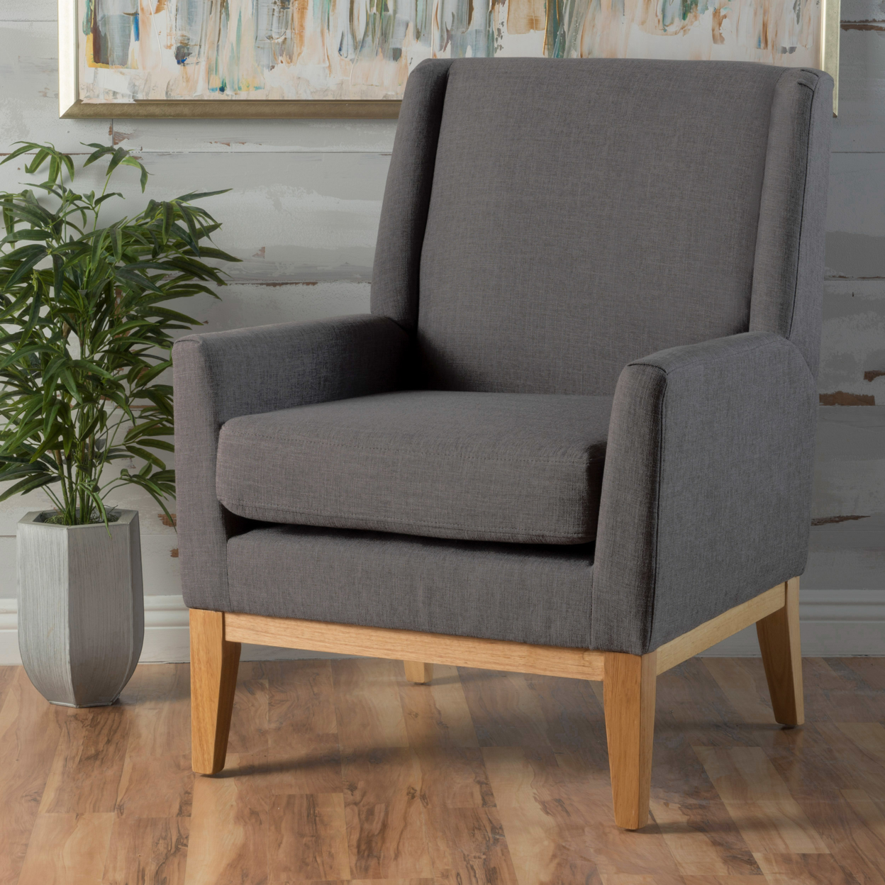 Kronen Mid Century Design Fabric Accent Chair - Blue