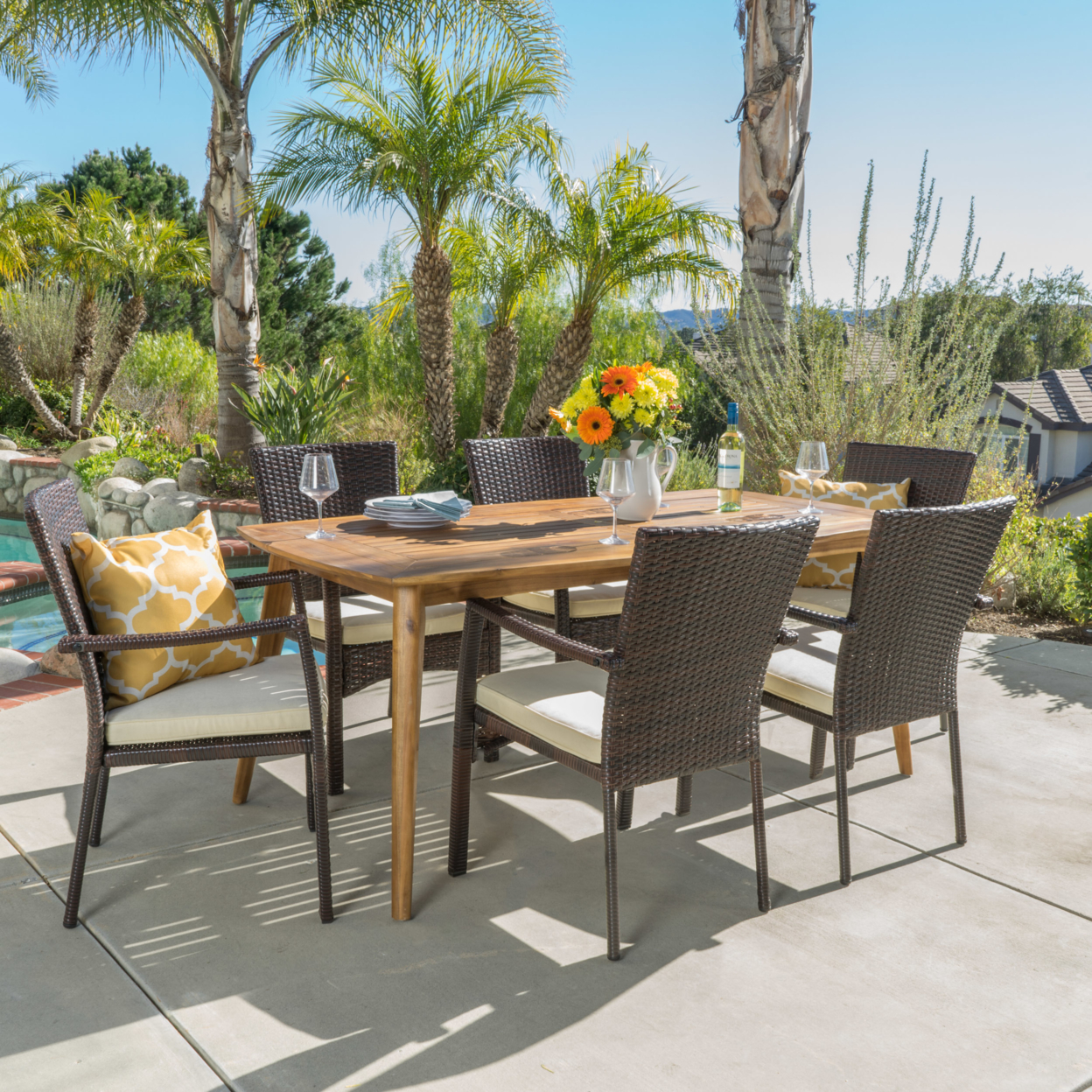 Pisciotta 7pc Outdoor Dining Set With Cushions