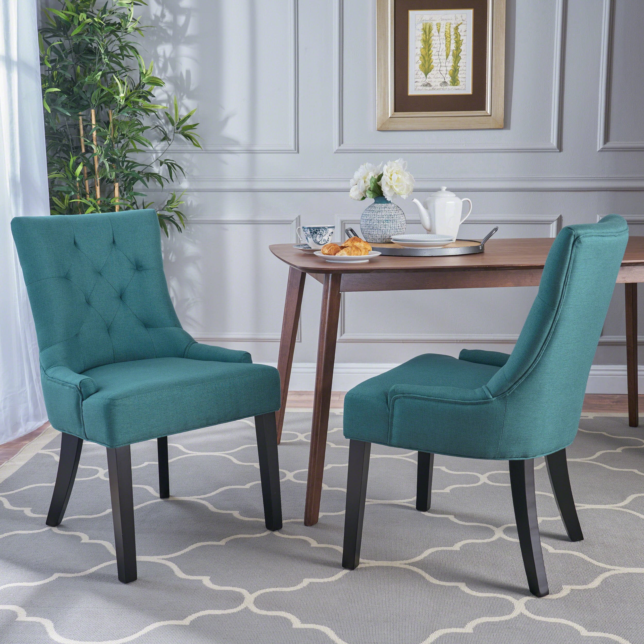 Stacy Dining/Accent Chairs (Set Of 2) - Fabric, Dark Teal Fabric