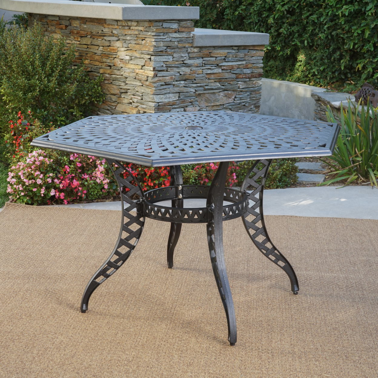 Hammond Outdoor Black Sand Cast Aluminum Hexagon Table