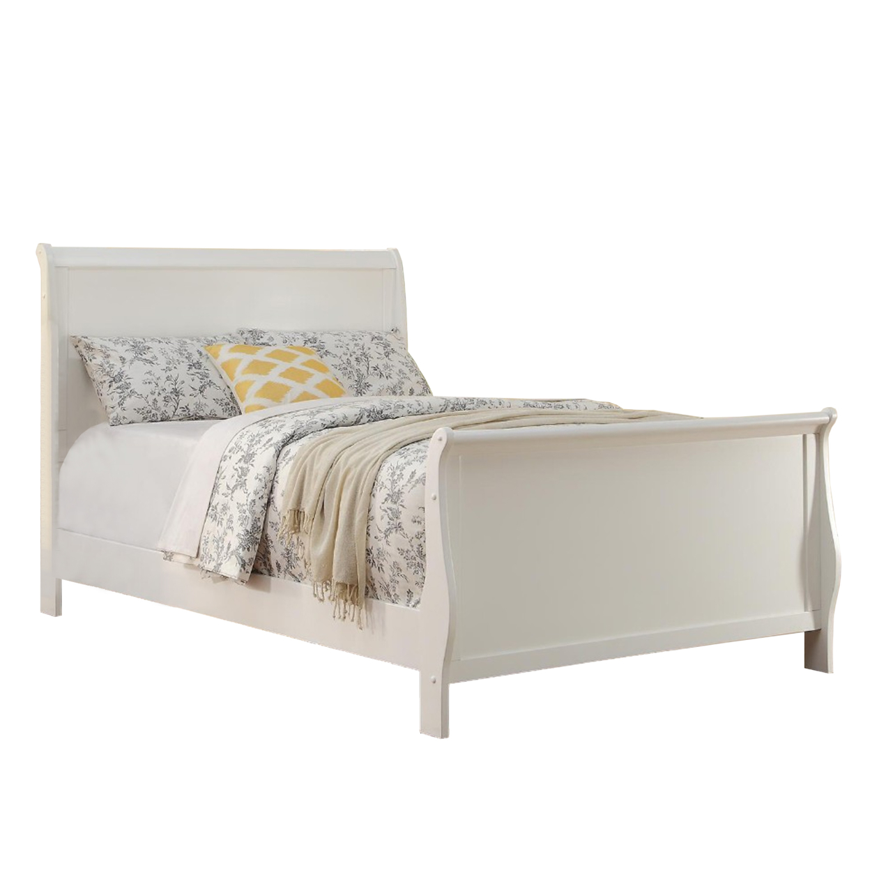 Spellbinding Clean Wooden Full Bed, White- Saltoro Sherpi